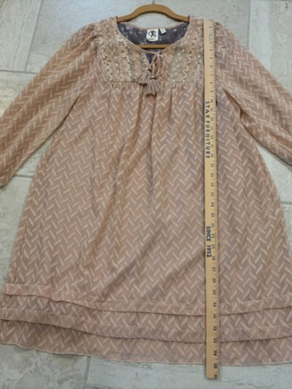 Anthropologie One September Blush Pink Chevron Jacquard Mini Dress Medium - Picture 12 of 12
